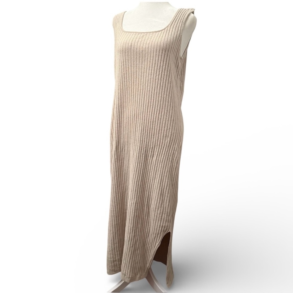 Barefoot Dreams Cozy Chic Ultra Lite Rib Nightgown Cream Ribbed Maxi Dress XL - Picture 6 of 10
